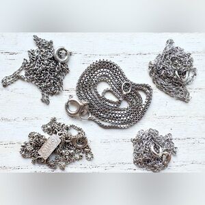 Vintage Sterling Silver Necklace Lot – 5 Minimalist Layering Chains